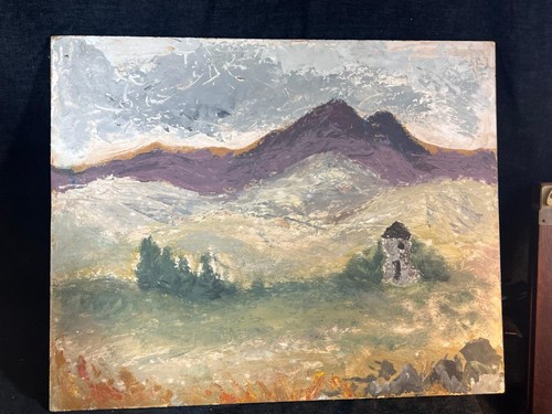 Vecchio dipinto olio paesaggio