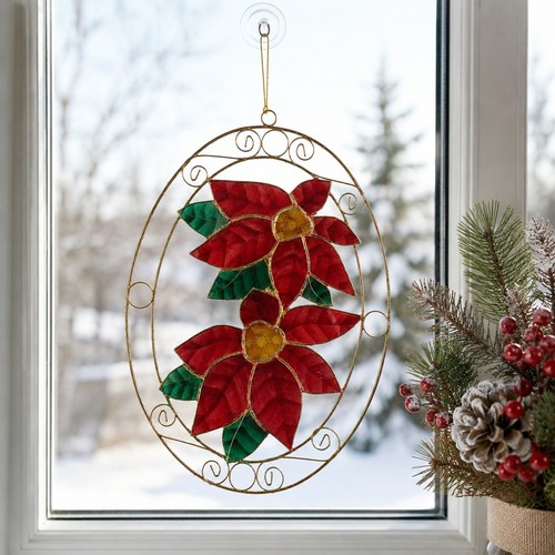 Vintage capiz shell poinsettia - capiz,