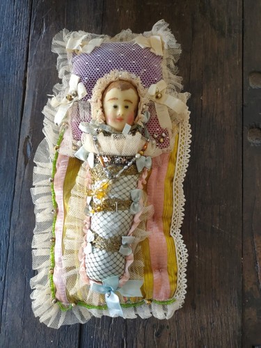 Antico gesù bambino cera - bambino,