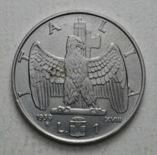 1 LIRA IMPERO  1939  XVIII