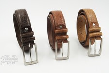 Cintura uomo donna vera pelle stampata lavorazione artigianale italiana cm 3,5