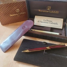 Nazareno Gabrielli Penna Sfera Lacca Bordeaux Finiture Dorate Vintage Cofanetto