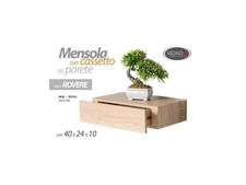 Mensola Cassetto Sospeso da Parete in Legno Rovere, 40x24x10cm - Gicos 