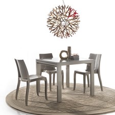 TAVOLO CATHY QUADRATO ALLUNGABILE CRISTALLO TEMPERATO BASE METALLO COLOR LS668