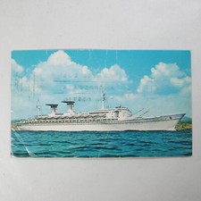 F058 CARTOLINA VIAGGIATA ITALIA NAVIGAZIONE NAVE MICHELANGELO RAFFAELLO 1969