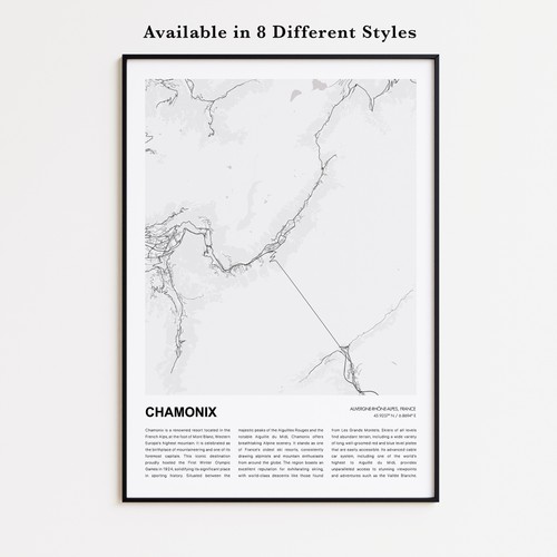 Stampa mappa chamonix poster - mappa, chamonix,