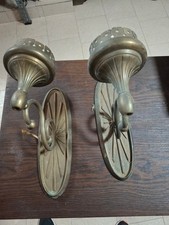 Coppia di Applique Antiche a muro in Stile Bronzo  anni 50' altezza cm 30