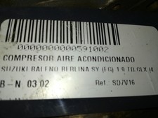 SD7V16 compressore aria condizionata SUZUKI BALENO FASTBACK 1.9 TD 1995 591002