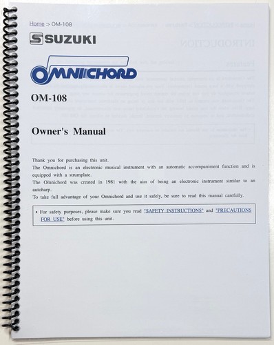 Omnichord 108 owner manuale - owner,