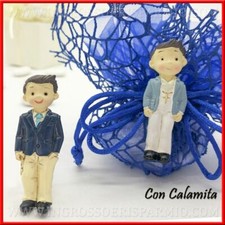 CALAMITA CON BIMBO IN ABITI ELEGANTI IN RESINA PENSIERINI BOMBONIERE COMUNIONE