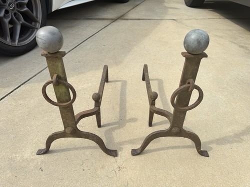 Vintage cannonball andiron - cannonball,