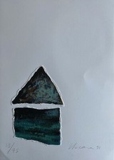 Renzo Nucara serigrafia con applicazione materica "Ama la Natura" 50x40 firmata 