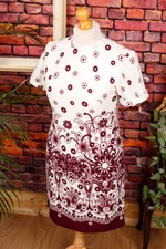 Vintage Originale 60er Abito Bianco Rosso Bordeaux Tubino Battitore Discoteca