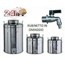 CONTENITORE BIDONE FUSTO PER OLIO IN ACCIAIO INOX 30 LITRI INCLUSO RUBINETTO