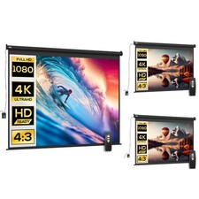 HOMCOM Telo per Proiettore Formato 4:3 con Telecomando Nero