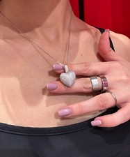 COLLANA CON CIONDOLO CUORE ZIRCONATO BOMBATO IN ARGENTO 925 RODIATO DONNA