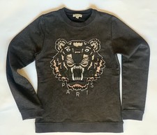 Kenzo Felpa Nera Modello Tiger, Ricamo Frontale, In Cotone E Lurex  Tg 10 Anni