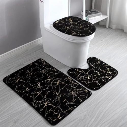 Tappeto bagno nero oro set - bagno, 3