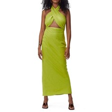 Maxi abito Simon Miller Yabba Halter lino verde kiwi taglia XL