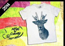 T-Shirt CERVO CORNA IRISH 2014 MOD.HAPPINESS - TATTOO SLUB - Made in Colours