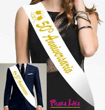 2 fascie raso bianco scritta 50 anniversario auguri festa matrimonio uomo donna