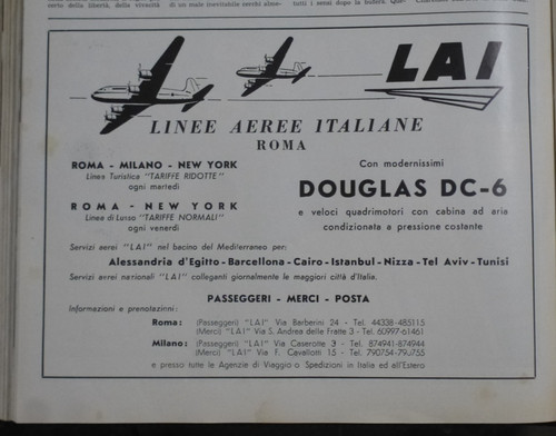 Pubblicità 1952 lai linee - pubblicità, 6/1952