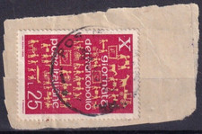 REPUBBBLICA 1968 - GIORNATA DEL FRANCOBOLLO L. 25 ROSSO SU FRAMMENTO