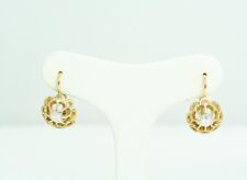 Orecchini a monachella Stile Antico Fiore in Oro 18 Kt e Rose di Diamante grezze