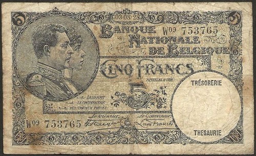 Belgio banconota di - -, 5