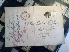 Hawaii 13 centesimi blu #3 1851. Timbro forgiato, annullo e copertina.. ex mostra