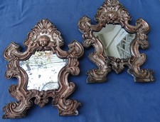 COPPIA CARTAGLORIE RAME ARGENTATO SU LEGNO-LUIGI XIV-NAPOLI '700-CORNICI ANTICHE