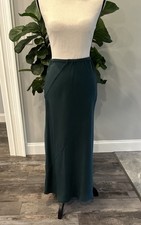 Maxi gonna nuova con etichette Eileen Fisher seta doppio crepe bias taglia XXS F4ZQL-S4409M PINO