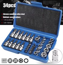 Kit Set inserti chiavi chiave bussole TORX attacco 1/4"3/8'' 34pz T10 T60 E5 E20