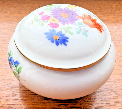 Floral porcelain trinket pot - porcelain,