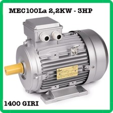 motore asincrono trifase elettrico 1400 giri 4 poli mec100La 3HP B3 230 400V bk