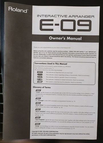 Clavier roland e09 owner - clavier,