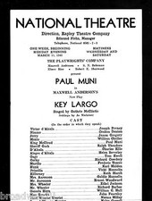 Paul Muni "KEY LARGO" Tom Ewell / Karl Malden / Maxwell Anderson 1940 Broadside