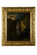 Dipinto olio tela Veduta di Furore , Amalfi  Sorrento, Carl Wilhelm Mantel