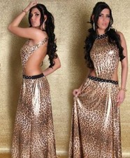 VESTITO ABITO LUNGO LEOPARDATO SCHIENA SCOPERTA TAGLIA UNICA EDIZIONE LIMITATA