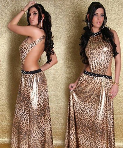 Vestito abito lungo leopardato - abito,
