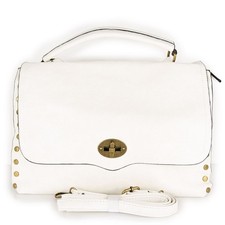 Borsa bianca donna con borchie tracolla a mano portadocumenti da lavoro ufficio