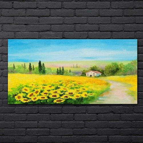 Dipinto olio prato girasoli
