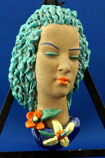 LA FIAMMA IVOS PACETTI Scultura Maschera muro ceramica Art DECO Albisola 1900 XX