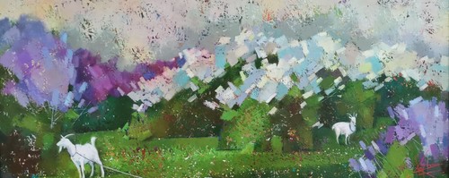 Dipinto olio astratto - , lilla