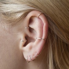 Tiny silver hoop - silver, earrings