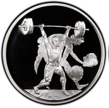 GRECIA 10 EURO 2003 "Giochi Olimpici di Atene - Sollevamento Pesi" Proof 1 Oz