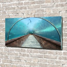 Tulup Pittura Su Vetro Tempereto Immagine 140x70cm - Tunnel Dell'acquario