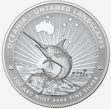 Tokelau 5 $ 2025 Untamed Landscapes Series Sailfish 1 oz 9999 argento ST/BU