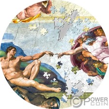 CREATION OF ADAM Micropuzzle Treasures 5 oz moneta argento 20$ Palau 2023