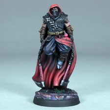 Miniatura ninja dipinta canaglia dnd maschera assassino d&d catena kama mantello shuriken